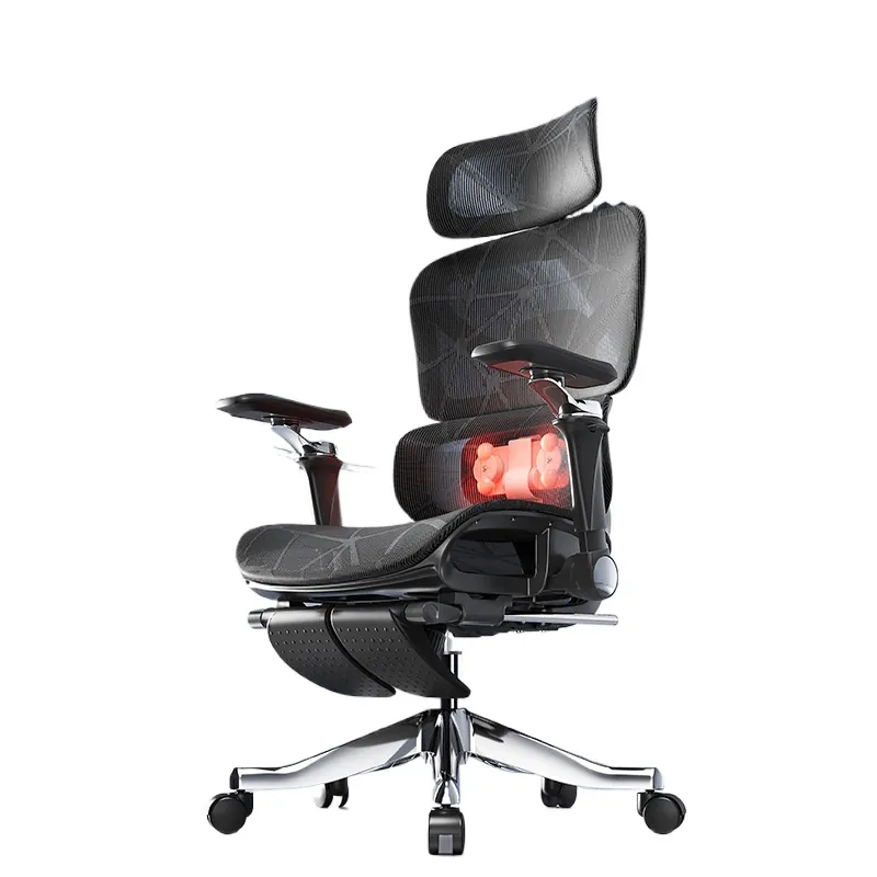 Home Office Chair - 人間工学に基づいたマッサージ機能付きランバーサポート加熱オフィスチェア、家庭用、快適な長時間座り心地、姿勢サポート、ゲーミングチェア