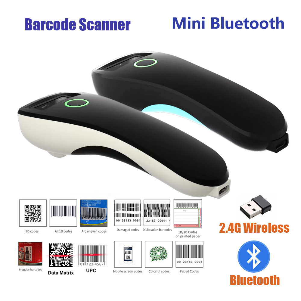 Document Scanner Portable - ミニハンドヘルドポータブルバーコードスキャナー 2.4G ワイヤレス/Bluetooth/USB 1D 2D QR