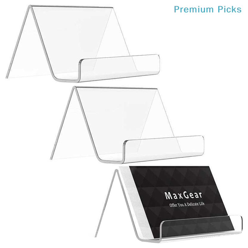 Home Office Desk Ideas - ポータブル透明アクリル製デスクトップ名刺ホルダー テーブルデスクシェルフボックス 収納ディスプレイスタンド レストラン オフィス用品