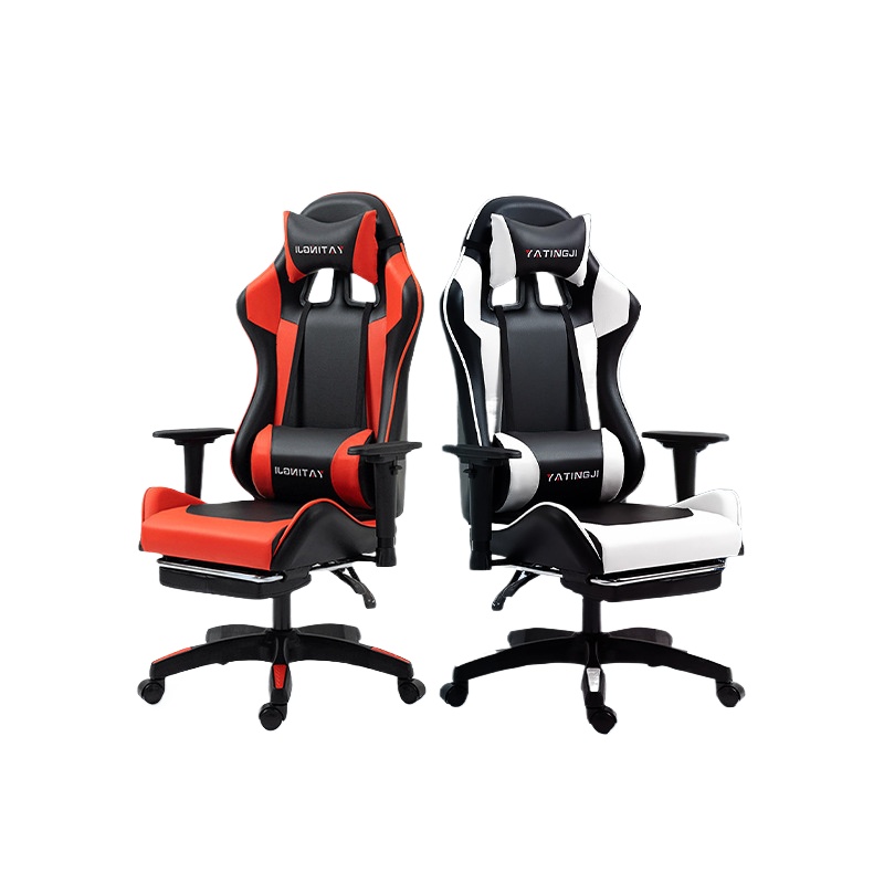 Home Office Chair - eスポーツとオフィス用ゲーミングチェア、人間工学に基づいたリクライニングコンピュータチェア、マッサージ機能付き、回転式ランバーサポート、家庭用