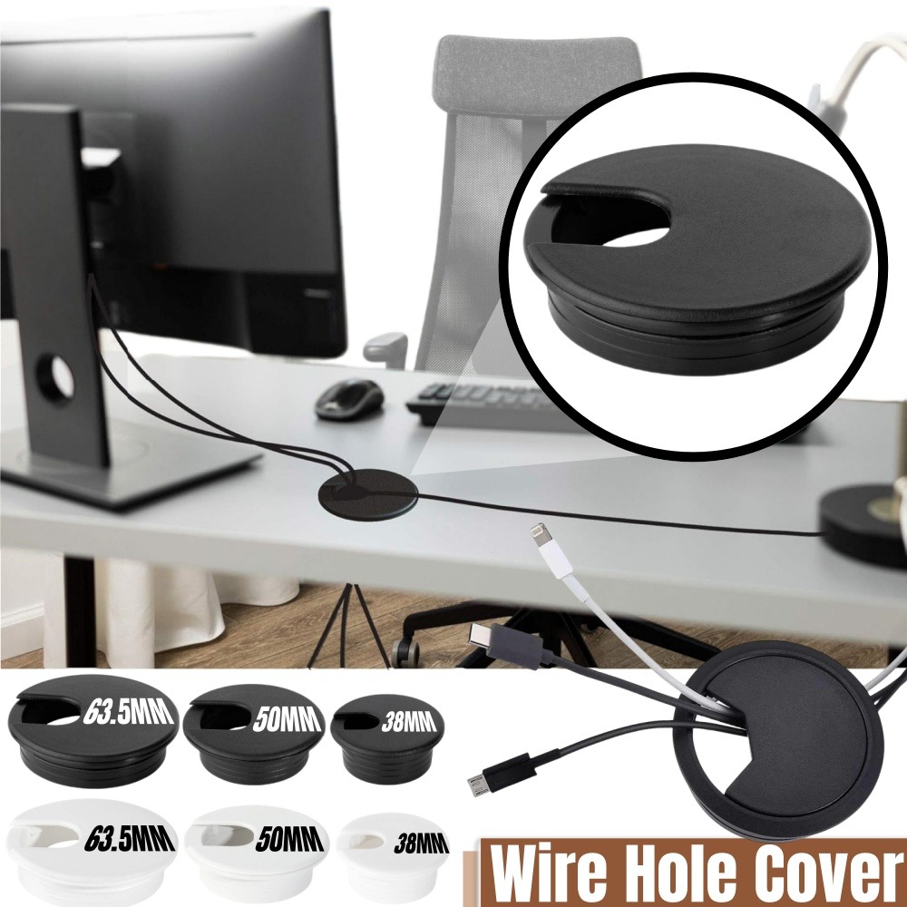 Home Office Desk Ideas - プラスチックワイヤー穴カバー 1.5/2/2.5 インチテーブルコンセントケーブル通過ねじ切りボックスカバーラウンドオフィス家具デスクオーガナイザー