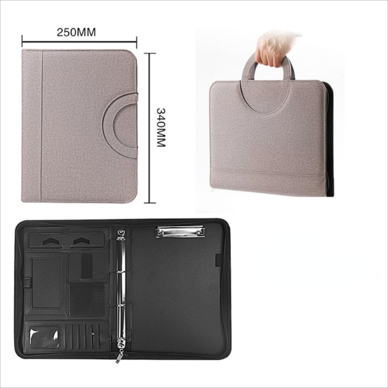 Document Scanner Portable - 1Pc A4 PU レザージッパーファイルフォルダーバッグドキュメントホルダー電卓付きポータブルビジネススクール管理ブリーフケース