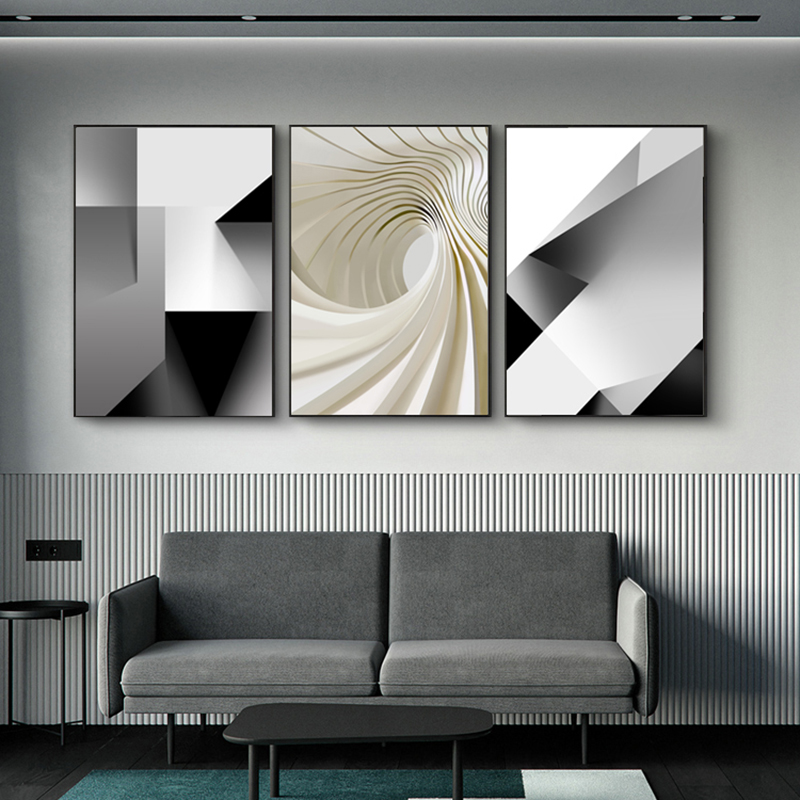 北欧の黒と白のキャンバス絵画,立体画像,壁アート,ポスタープ - Home Office York のレビューと価格