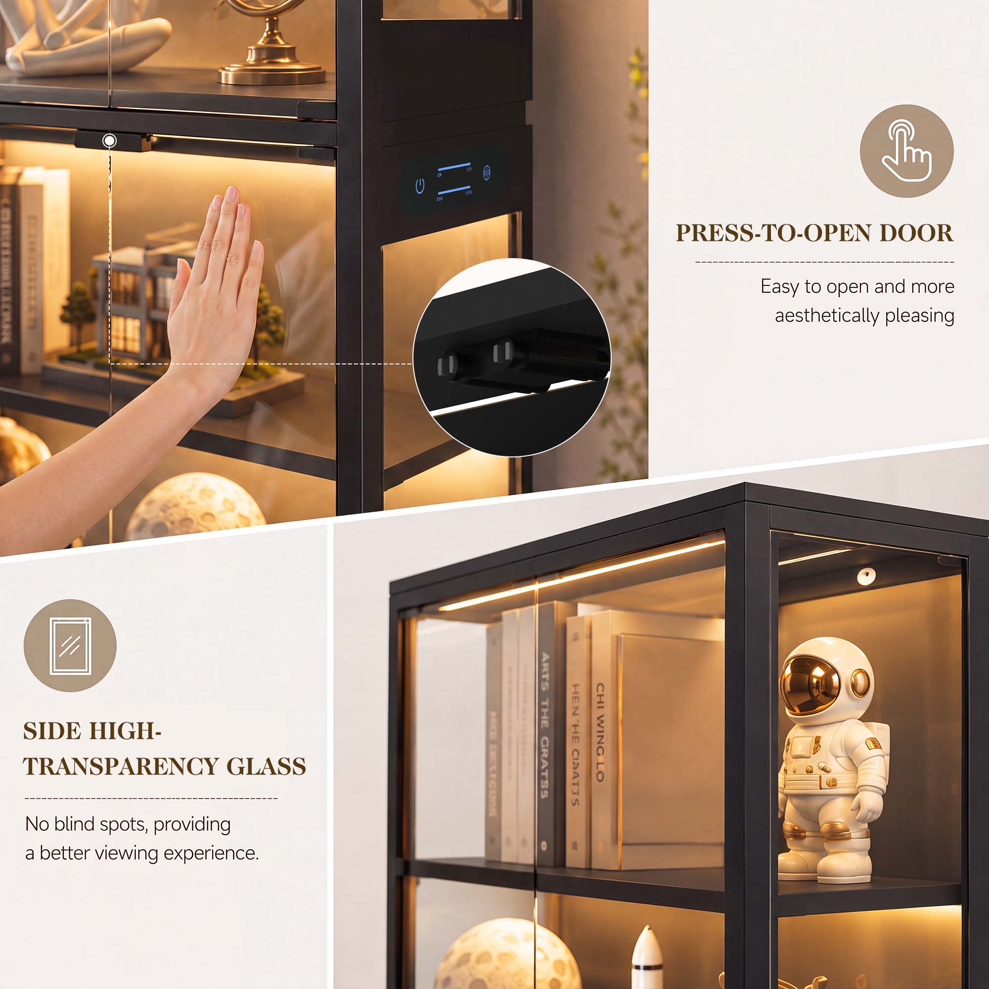 TCGBKAF 5段ディスプレイキャビネット、ガラス扉、モー - Home Office Inspiration のレビューと価格