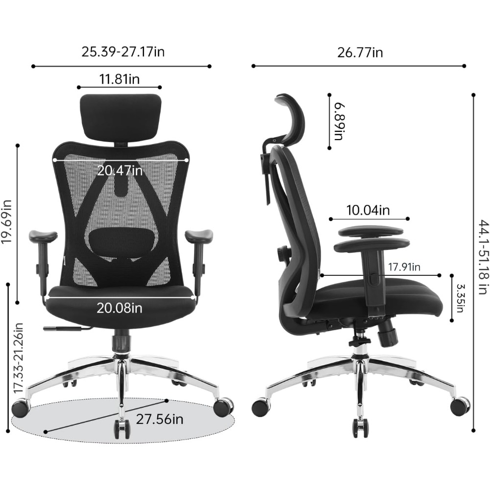 人間工学に基づいたメッシュデスクチェア、調節可能なランバーサ - Home Office Chair のレビューと価格
