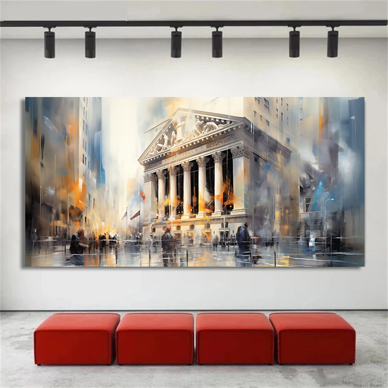 ニューヨーク証券取引所抽象キャンバス絵画プリント、トレーディ - Home Office York のレビューと価格