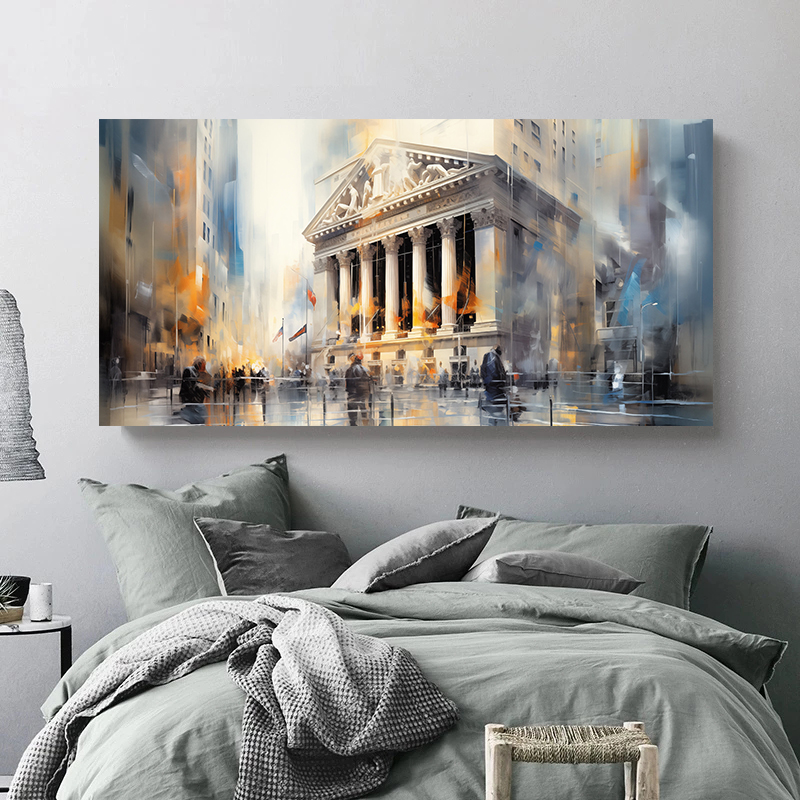 ニューヨーク証券取引所抽象キャンバス絵画プリント、トレーディ - Home Office York のレビューと価格