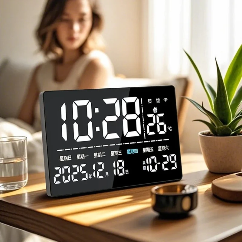新しい ‌ 大型スクリーンLEDデジタル時計、自動同期機能付 - Home Office Alternative のレビューと価格
