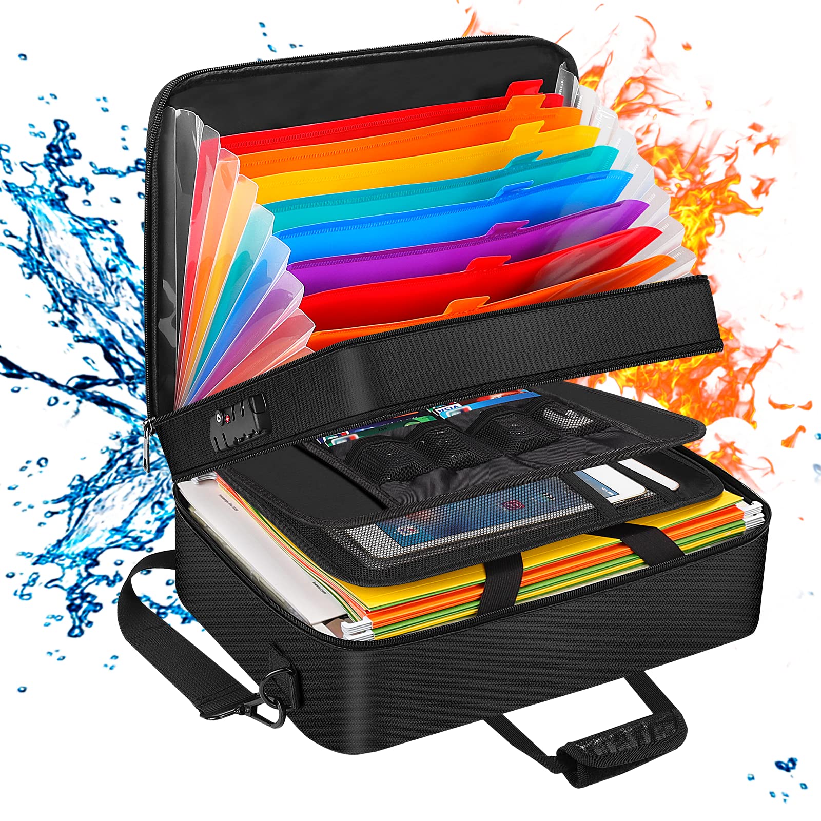 耐火防水多層ポータブルファイルストレージ拡張可能なジッパーフ - Document Scanner Portable のレビューと価格