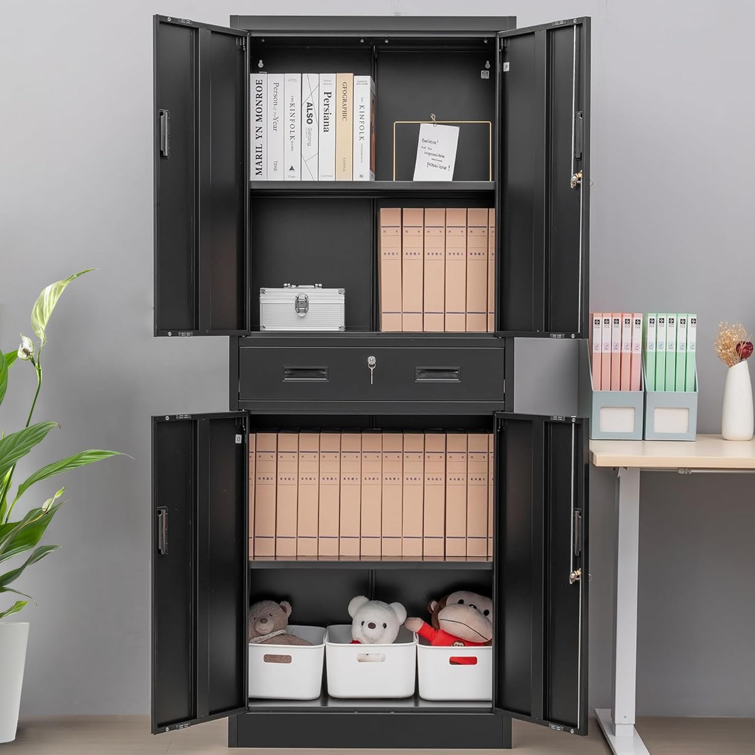 引き出し付き背の高い金属製収納キャビネット、鍵付きツール・フ - File Cabinet Drawer のレビューと価格