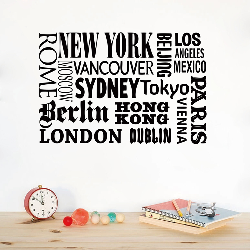 ニューヨークロンドン引用ウォールステッカー、世界の都市名、ビ - Home Office York のレビューと価格