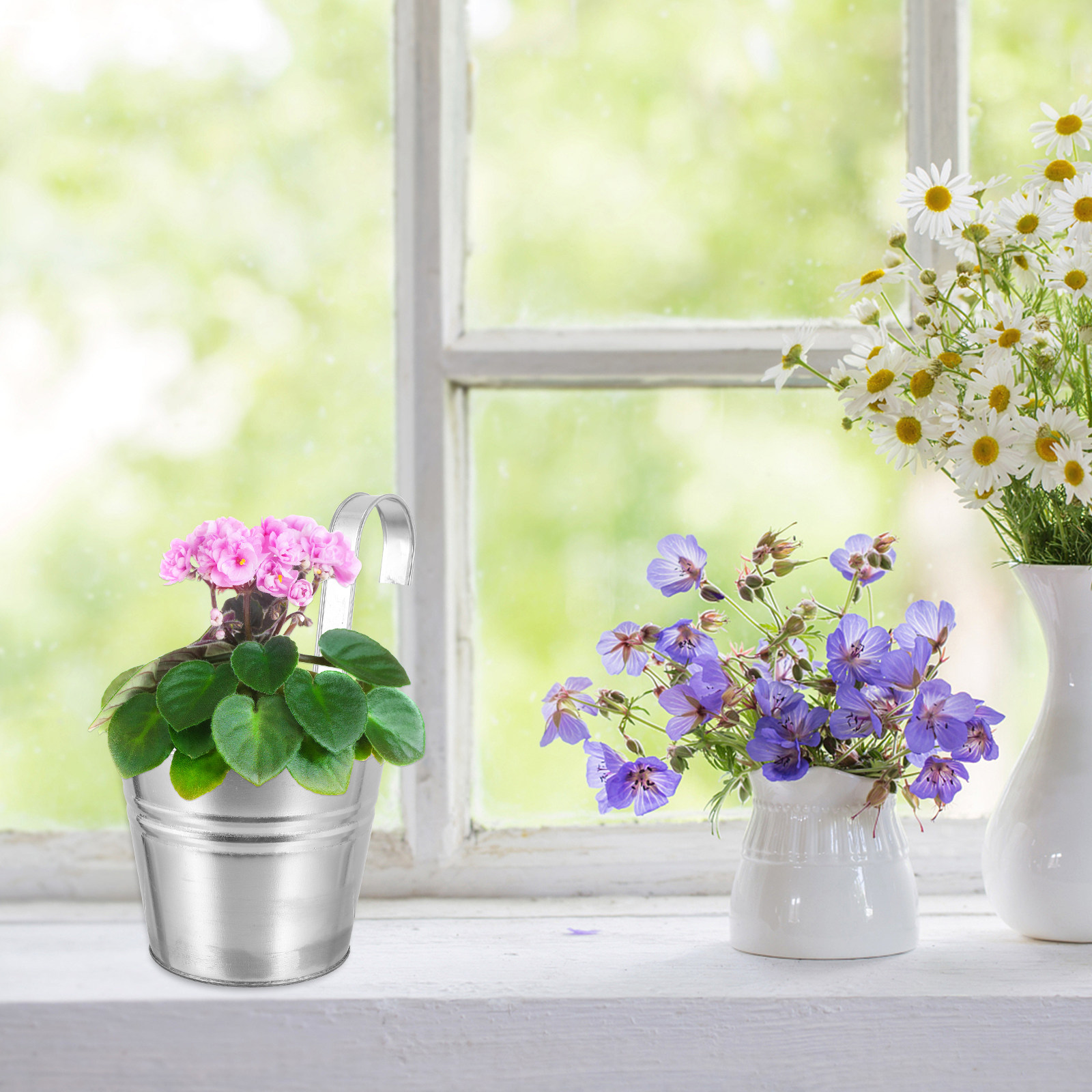2個入り、装飾用の鉄製ハンギングフラワーバケツ、室内植物、バ - Home Office With Plants のレビューと価格