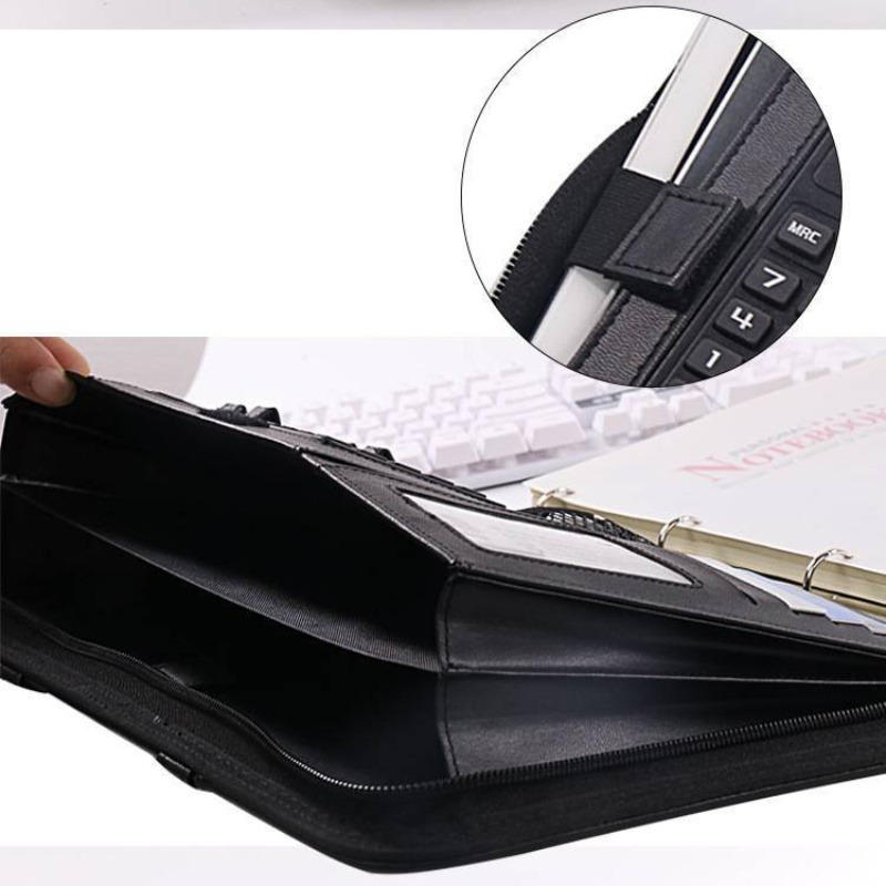 1Pc A4 PU レザージッパーファイルフォルダーバッグド - Document Scanner Portable のレビューと価格