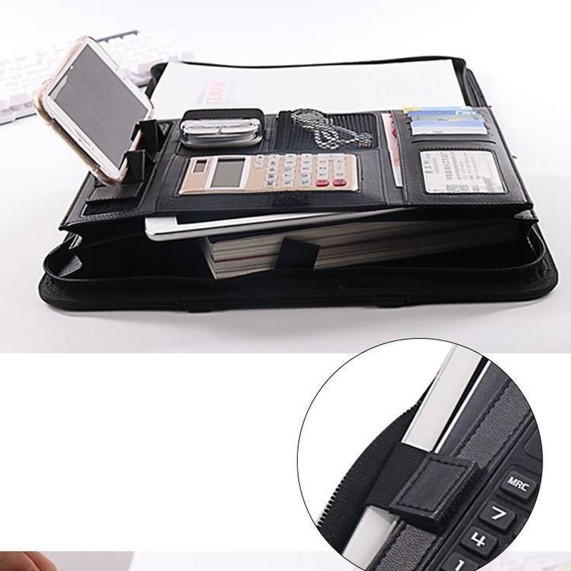 1Pc A4 PU レザージッパーファイルフォルダーバッグド - Document Scanner Portable のレビューと価格