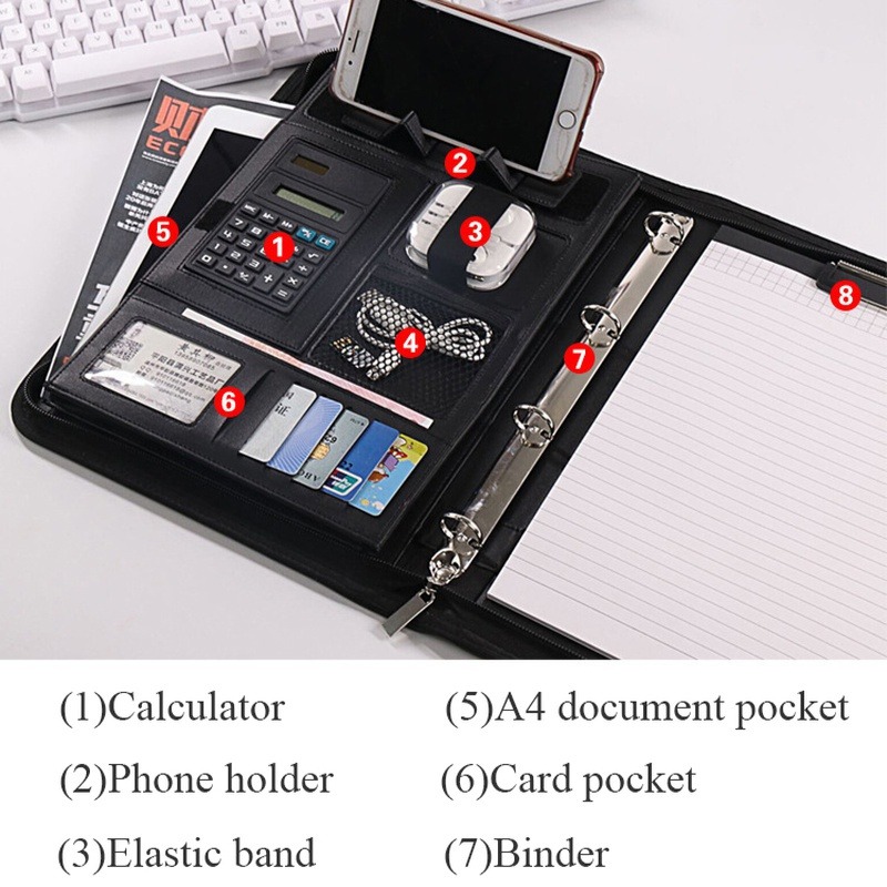 1Pc A4 PU レザージッパーファイルフォルダーバッグド - Document Scanner Portable のレビューと価格