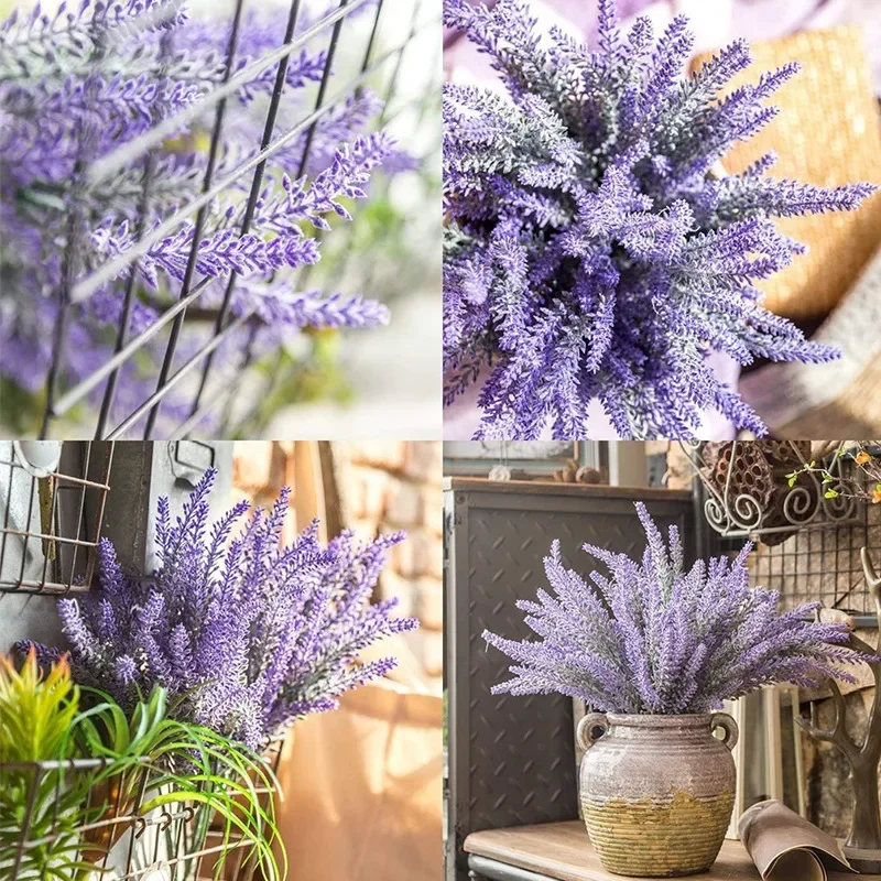 1 バンドル紫色の人工ラベンダーの花の花束人工植物家庭用屋外 - Home Office Desk Ideas のレビューと価格