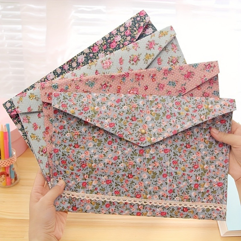 1PC A4 ファイルフォルダーエレガントな小さな花生地紙ホ - File Cabinet Drawer のレビューと価格