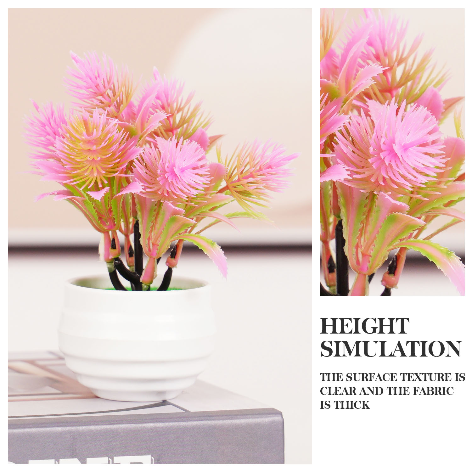 人工植物ミニ盆栽鉢植え、小さな鉢植えの盆栽ポット、偽の花、オ - Home Office Desk Ideas のレビューと価格